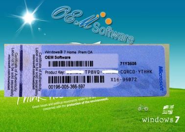 온라인 활성화 Windows 7 직업적인 Oem 열쇠, Windows 7 가정 우수한 열쇠 Coa 스티커