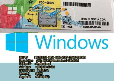 Windows 10 직업적인 Oem 스티커 직업적인 승리 10 직업적인 COA 상표 온라인 활성화