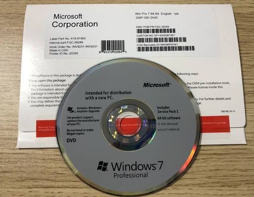 컴퓨터 윈도우즈 7 전문적 박스는 7 프로 Oem 핵심 홀로그램 COA 스티커 DVD를 얻습니다