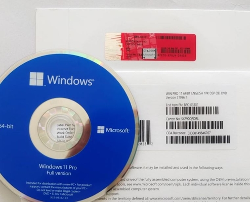 Coa 스티커 DVD 상자 Windows 11 Pro 정품 인증 키 원본